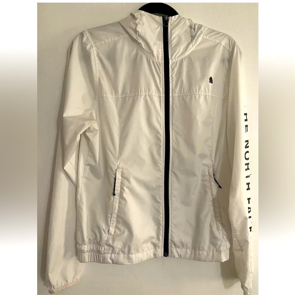 The North Face Windbreaker WHITE HOODIE Pre-Owned Condition Women's Size MEDIUM